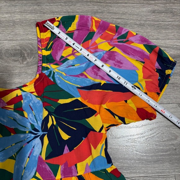 Terra Sky Women's Tropical Leaf Print Tiered Ruffle Off the Shoulder Tunic 2X - Picture 11 of 12